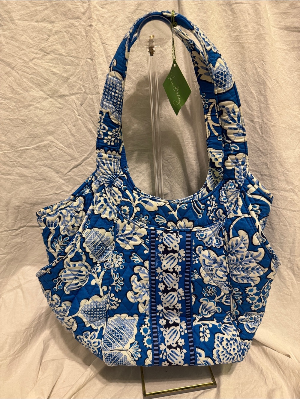 Vera Bradley Royal Blue Quilted Floral Shoulder Bag